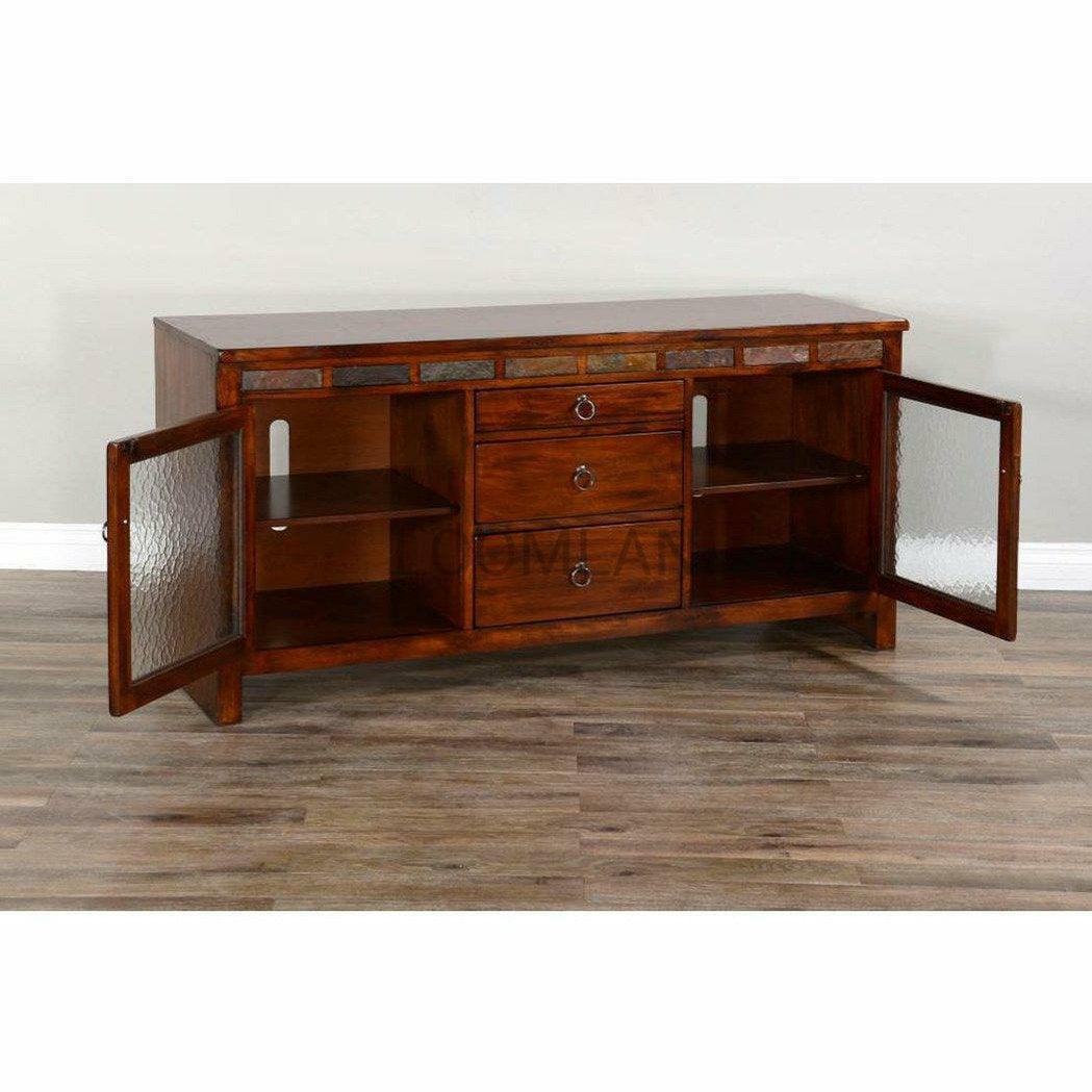 60" TV Stand Media Console Traditional Dark Wood Cabinet TV Stands & Media Centers Sideboards and Things By Sunny D