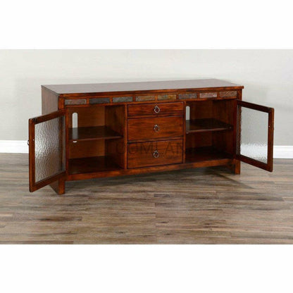60" TV Stand Media Console Traditional Dark Wood Cabinet TV Stands & Media Centers Sideboards and Things By Sunny D