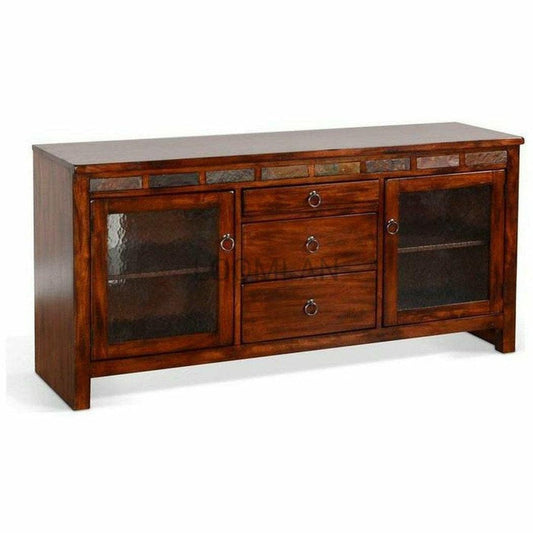60" TV Stand Media Console Traditional Dark Wood Cabinet TV Stands & Media Centers Sideboards and Things By Sunny D