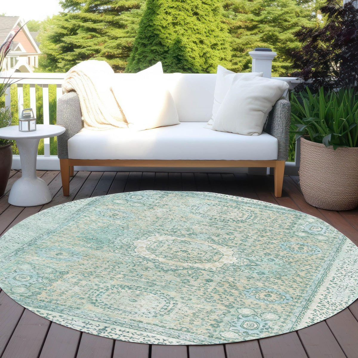Irias Teal Washable Indoor-Outdoor Rug