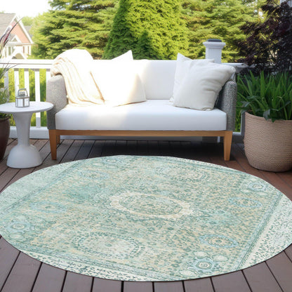 Irias Teal Washable Indoor-Outdoor Rug