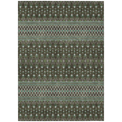 Lazy Rivers Brown Washable Indoor-Outdoor Rug