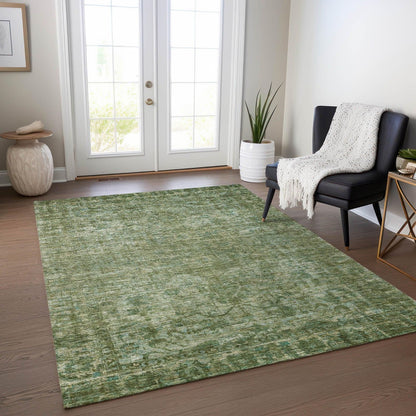 Iriira Green Washable Indoor-Outdoor Rug -- green