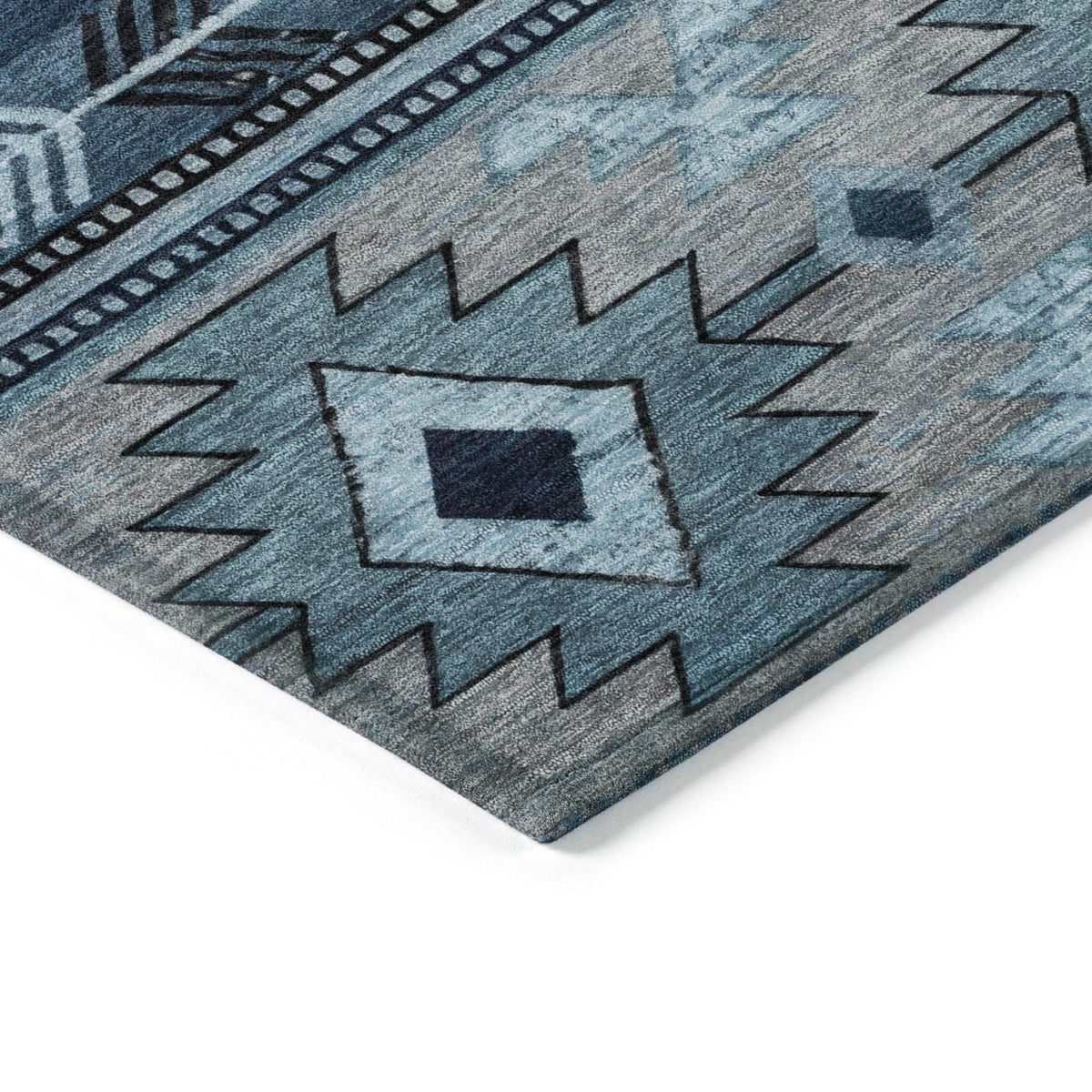 Jaelas Blue Washable Indoor-Outdoor Rug