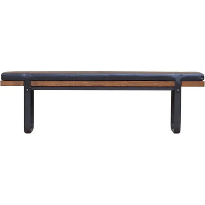 61" Black Leather Padded Seat Bench for Dining Room - LOOMLAN - LH Imports - Dining Benches