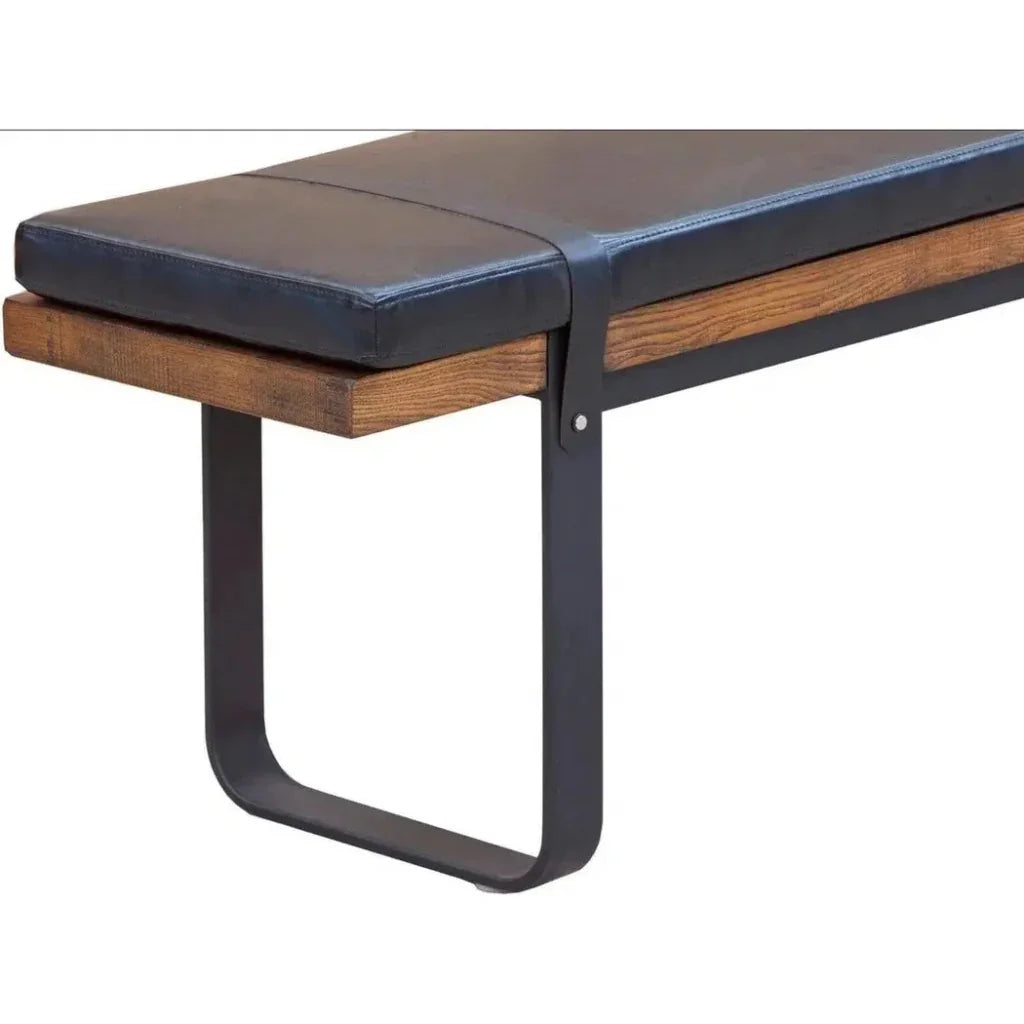61" Black Leather Padded Seat Bench for Dining Room - LOOMLAN - LH Imports - Dining Benches