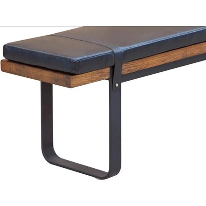 61" Black Leather Padded Seat Bench for Dining Room - LOOMLAN - LH Imports - Dining Benches