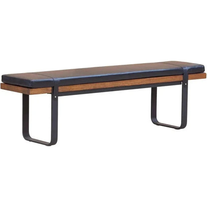 61" Black Leather Padded Seat Bench for Dining Room - LOOMLAN - LH Imports - Dining Benches