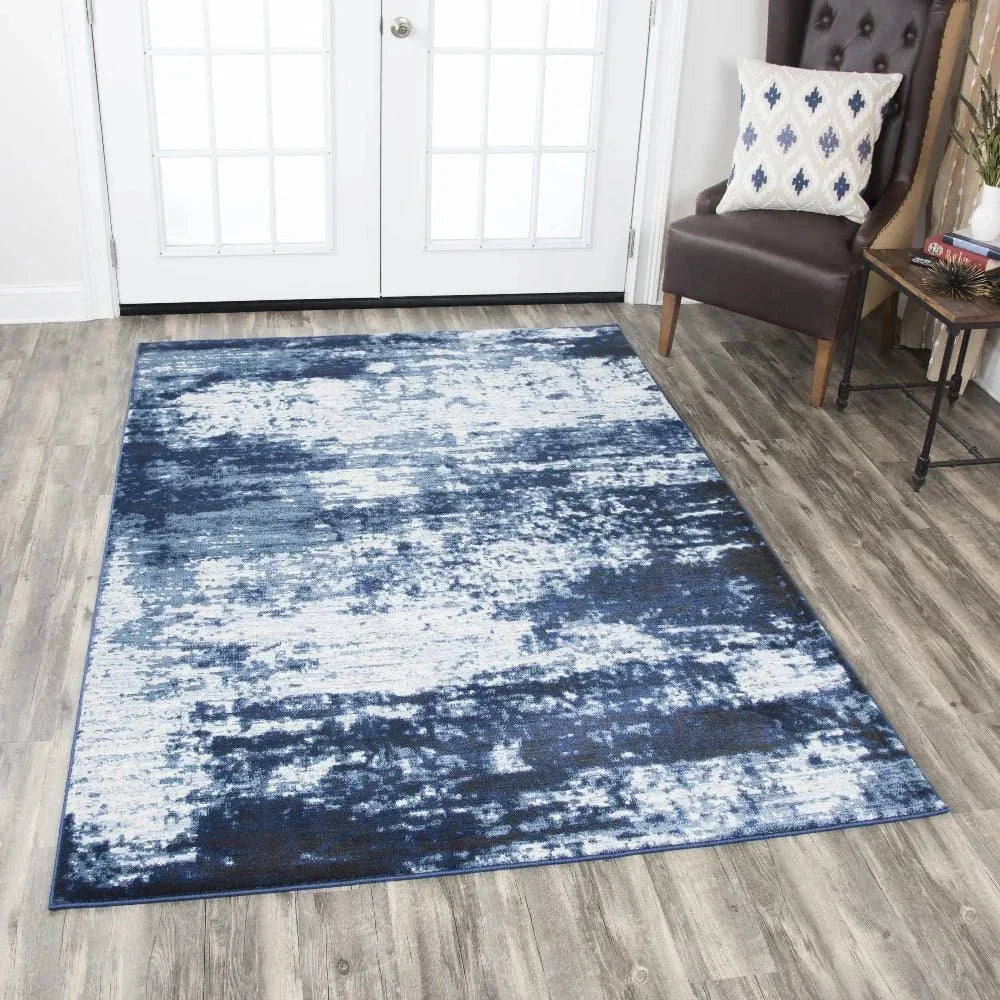 Dain Abstract Blue Kitchen Hallway Runner Rug -- blue