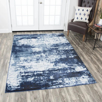 Dain Abstract Blue Kitchen Hallway Runner Rug -- blue