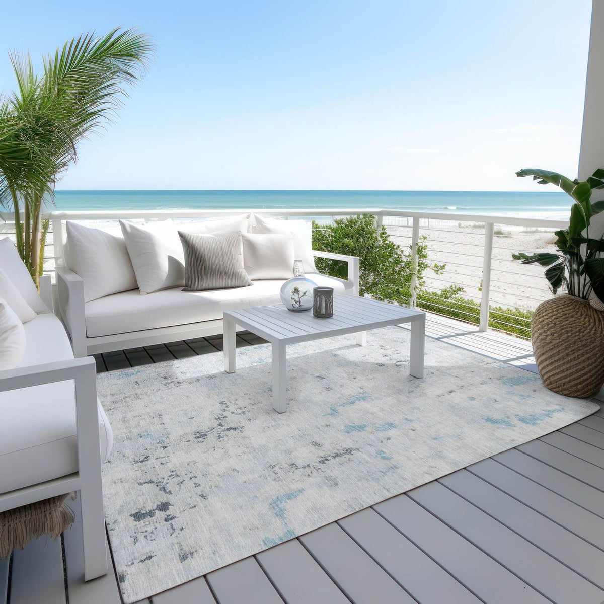 Jaelaris Blue Washable Indoor-Outdoor Rug -- blue