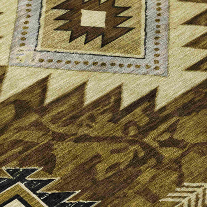 Jaelas Brown Washable Indoor-Outdoor Rug