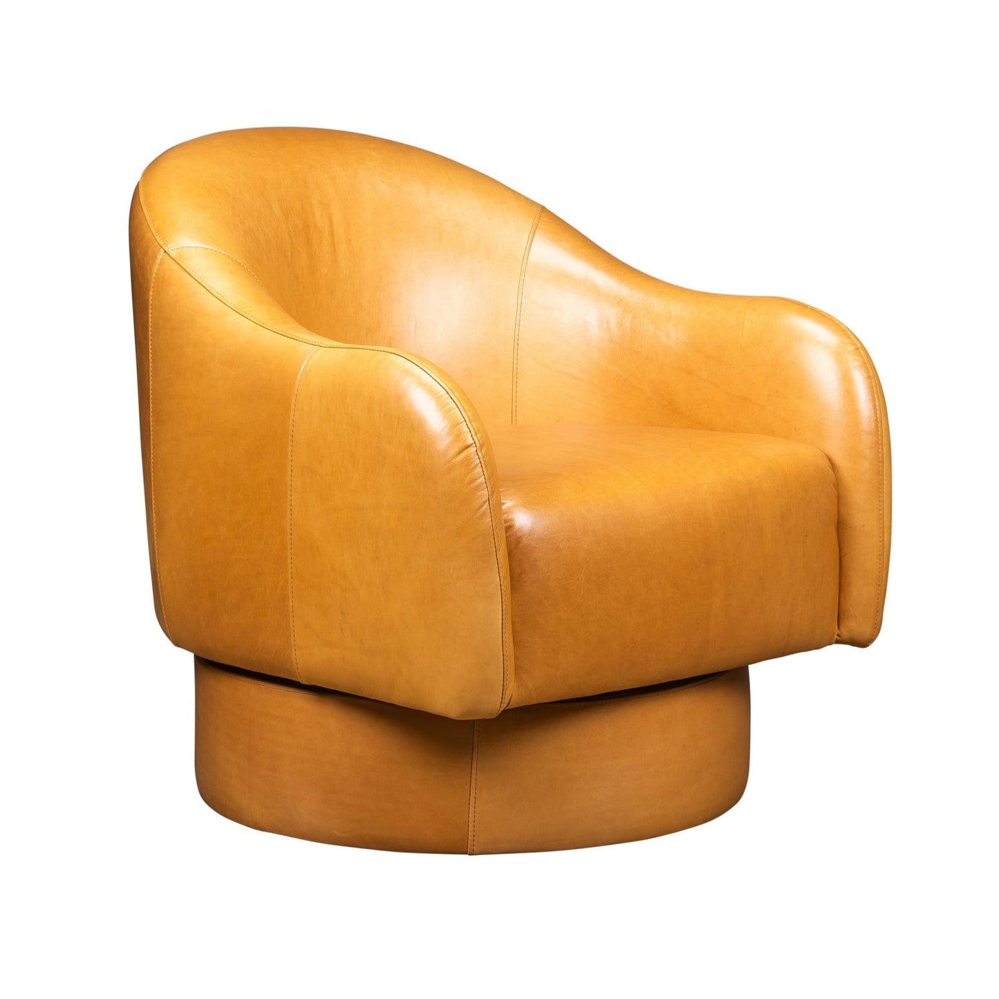 Hoboken Curved Armed Leather Swivel Chair