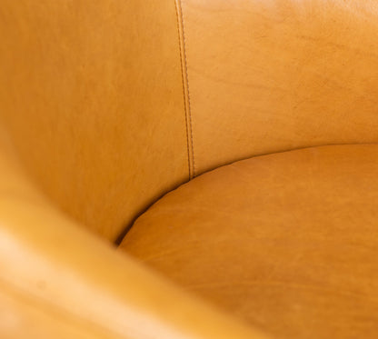 Hoboken Curved Armed Leather Swivel Chair