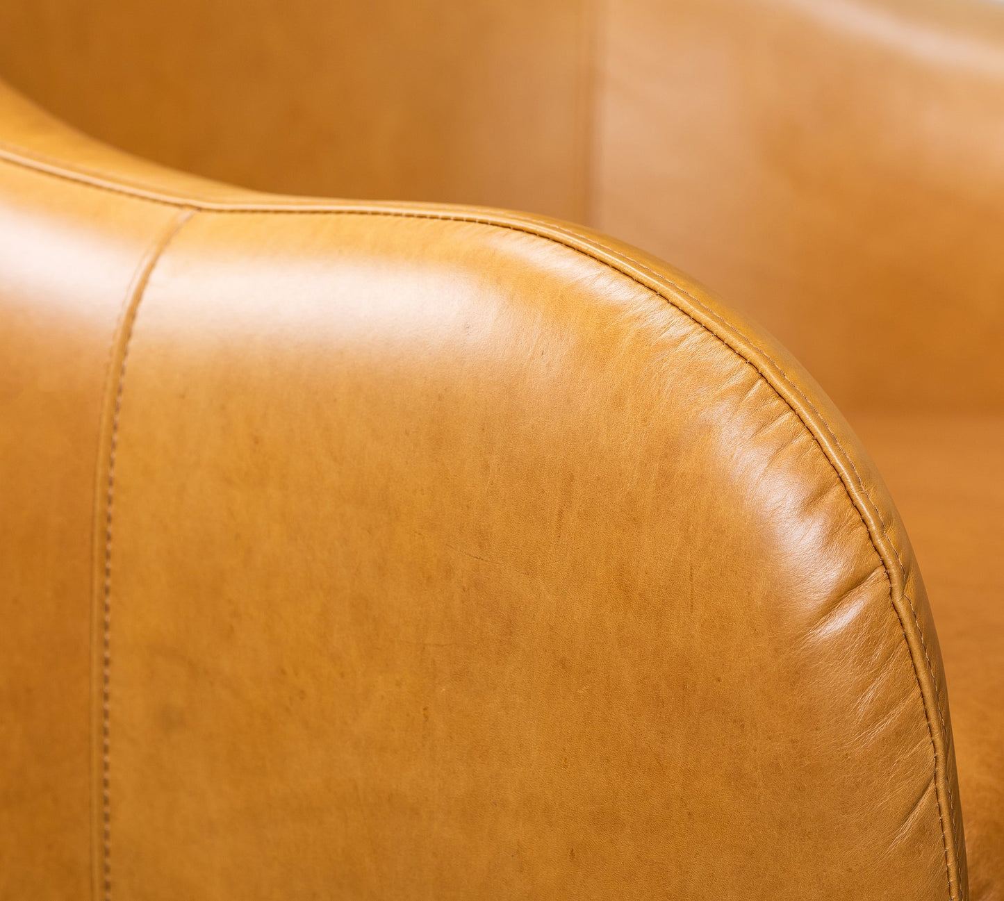 Hoboken Curved Armed Leather Swivel Chair