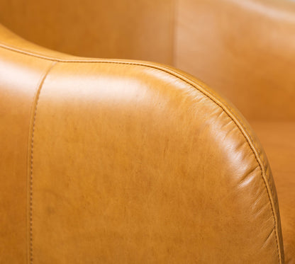 Hoboken Curved Armed Leather Swivel Chair