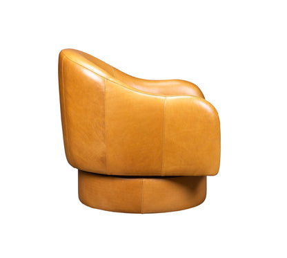 Hoboken Curved Armed Leather Swivel Chair