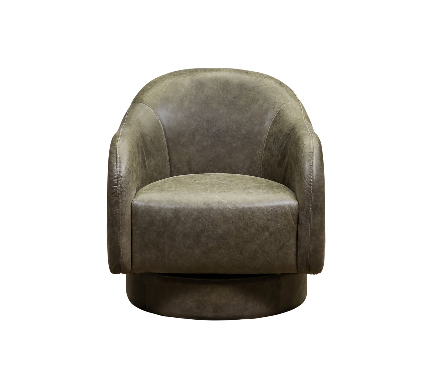 Hoboken Curved Armed Leather Swivel Chair