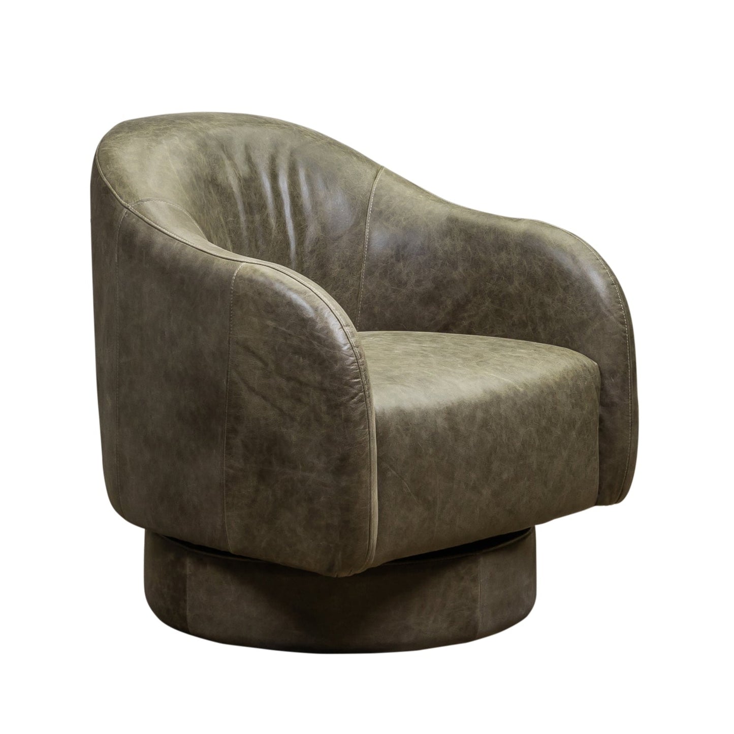 Hoboken Curved Armed Leather Swivel Chair