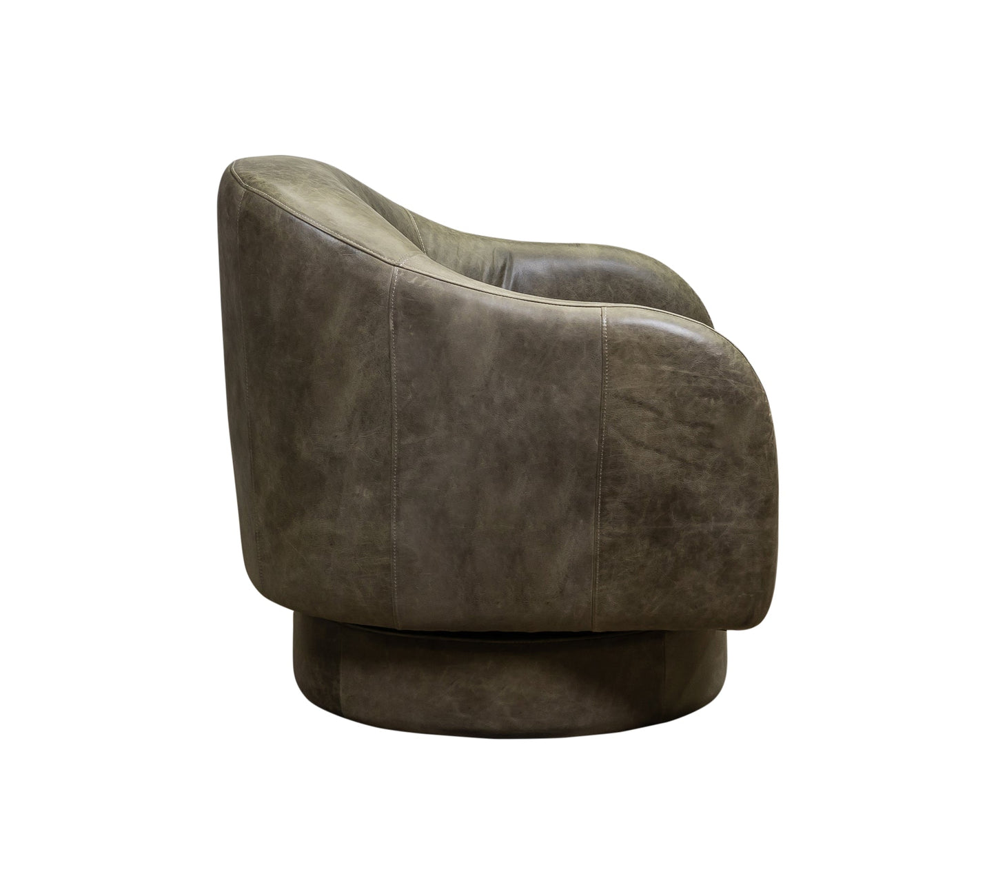 Hoboken Curved Armed Leather Swivel Chair