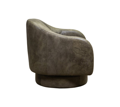 Hoboken Curved Armed Leather Swivel Chair