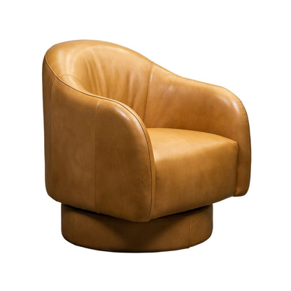Hoboken Curved Armed Leather Swivel Chair