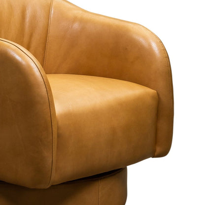 Hoboken Curved Armed Leather Swivel Chair