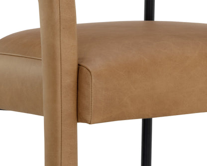 Mavia Barstool - Ludlow Sesame Leather with Matte Black Legs