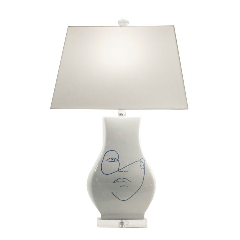 Abstract Portrait Glazed Ceramic Table Lamp-Table Lamps-Wildwood-LOOMLAN