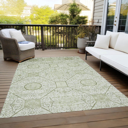Iriora Green Washable Indoor-Outdoor Rug