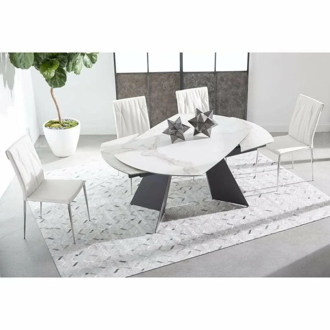 63-94" White Extendable Dining Table Ceramic Table Top Dining Tables LOOMLAN By Essentials For Living