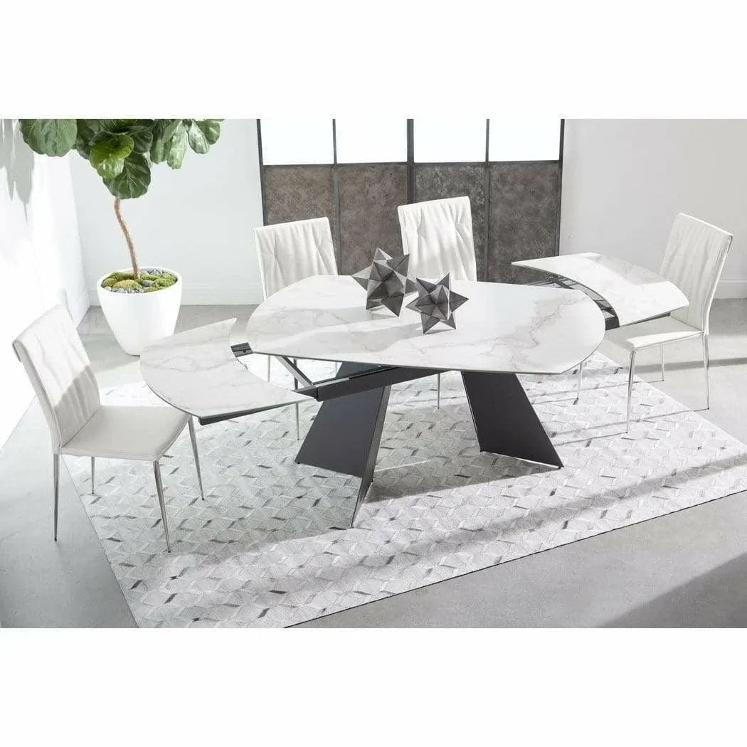 63-94" White Extendable Dining Table Ceramic Table Top Dining Tables LOOMLAN By Essentials For Living