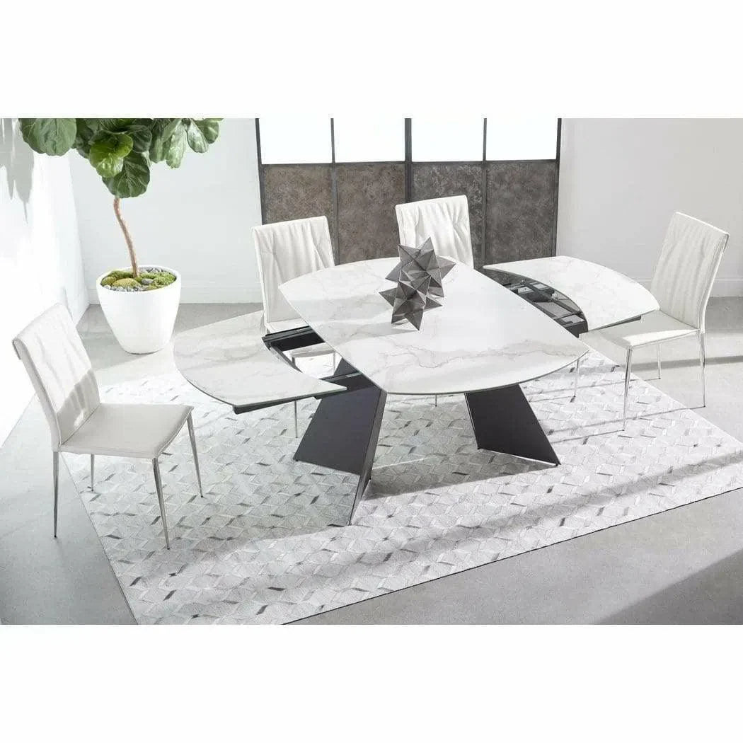 63-94" White Extendable Dining Table Ceramic Table Top Dining Tables LOOMLAN By Essentials For Living