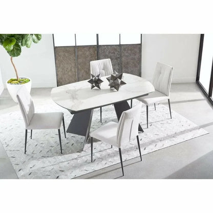 63-94" White Extendable Dining Table Ceramic Table Top Dining Tables LOOMLAN By Essentials For Living