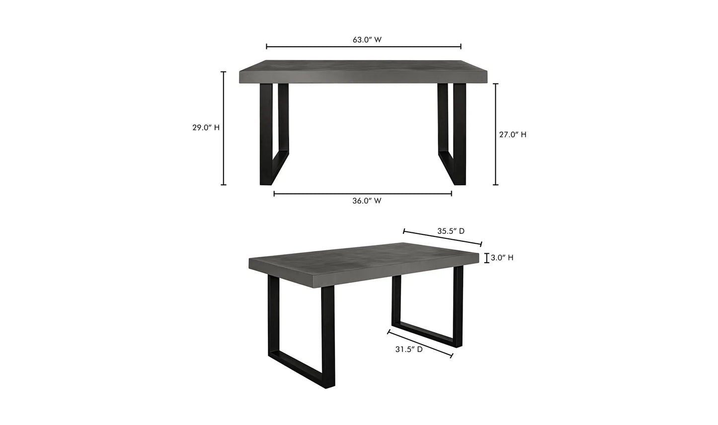 63 Inch Outdoor Dining Table Small Grey Contemporary-Outdoor Dining Tables-Moe's Home-LOOMLAN