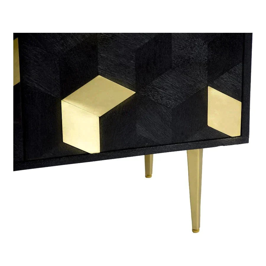 63 Inch Sideboard Black and Gold Art Deco Sideboards LOOMLAN By Moe's Home