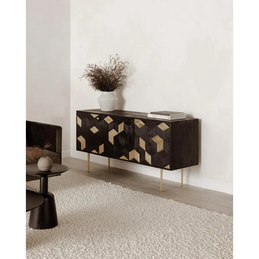 63 Inch Sideboard Black and Gold Art Deco Sideboards LOOMLAN By Moe's Home