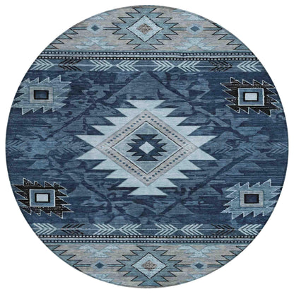 Jaelas Blue Washable Indoor-Outdoor Rug