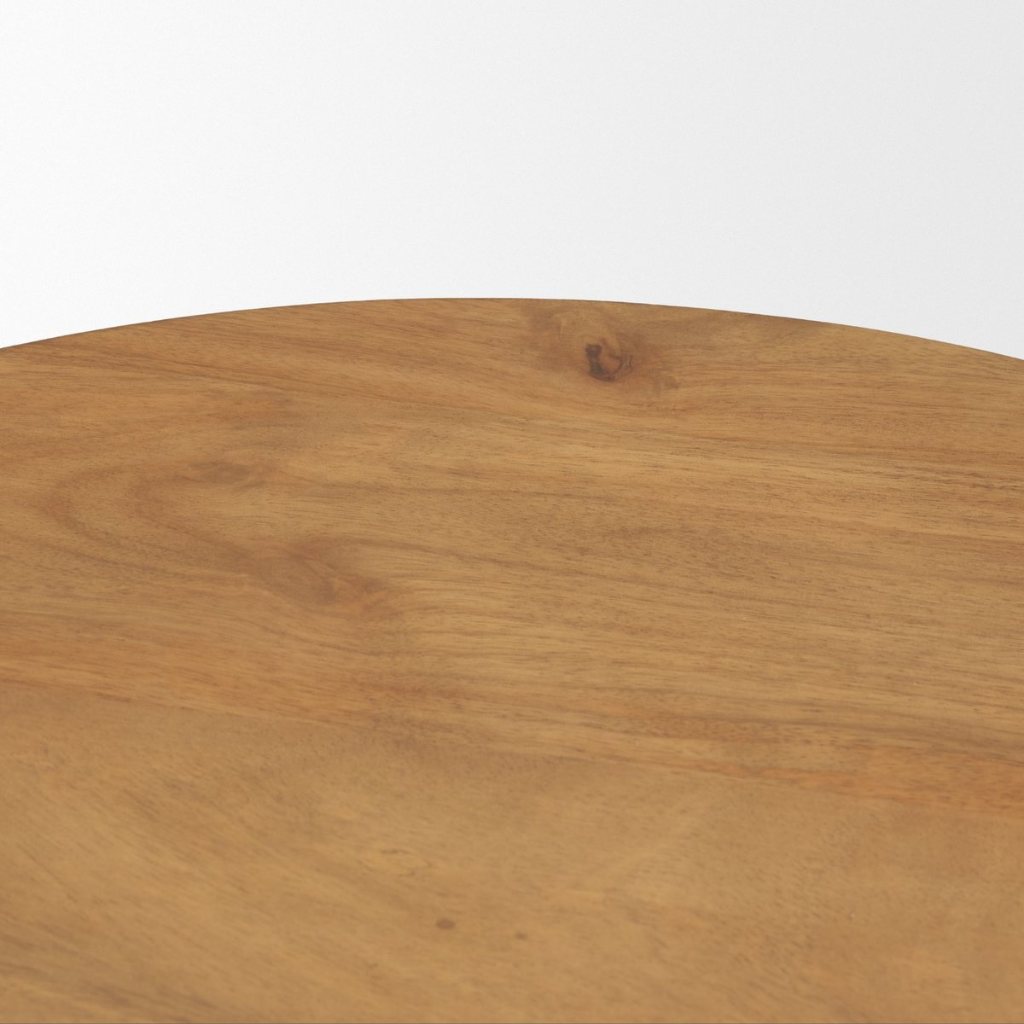 Stack 18" Round Light Brown Solid Wood Geometric Accent Tabl -- Light Brown