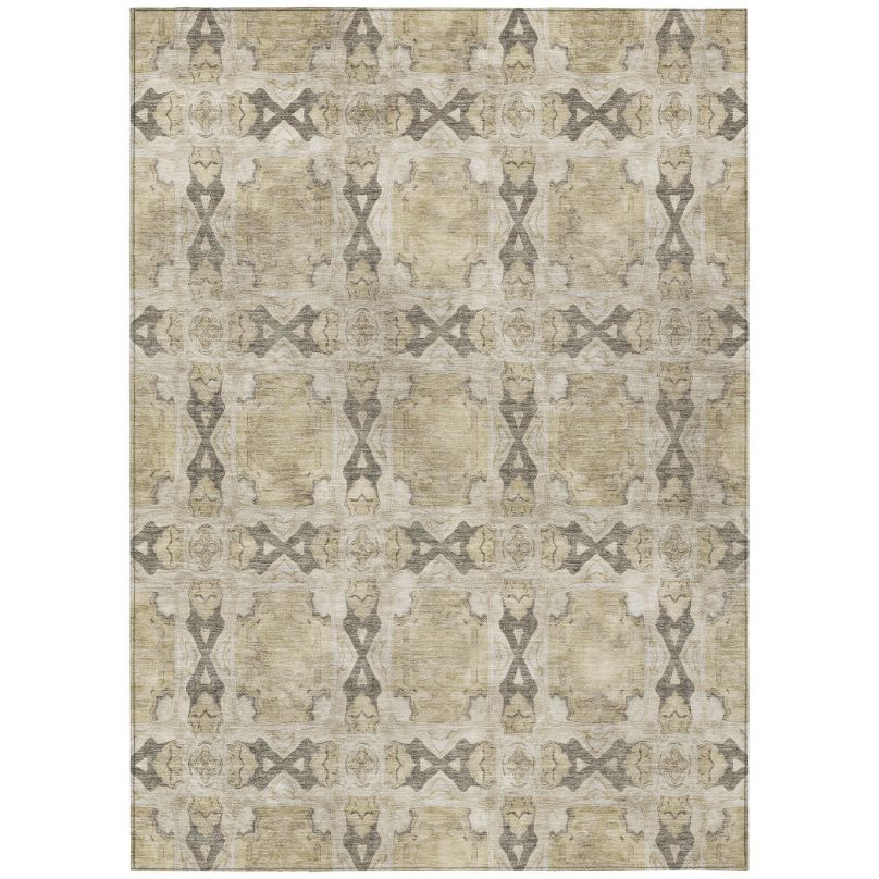 Panel Brown Washable Indoor-Outdoor Rug