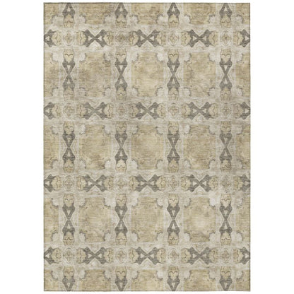 Panel Brown Washable Indoor-Outdoor Rug