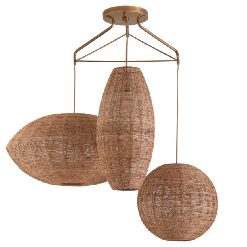 Wildwood Teague Woven Raffia Triple Pendant