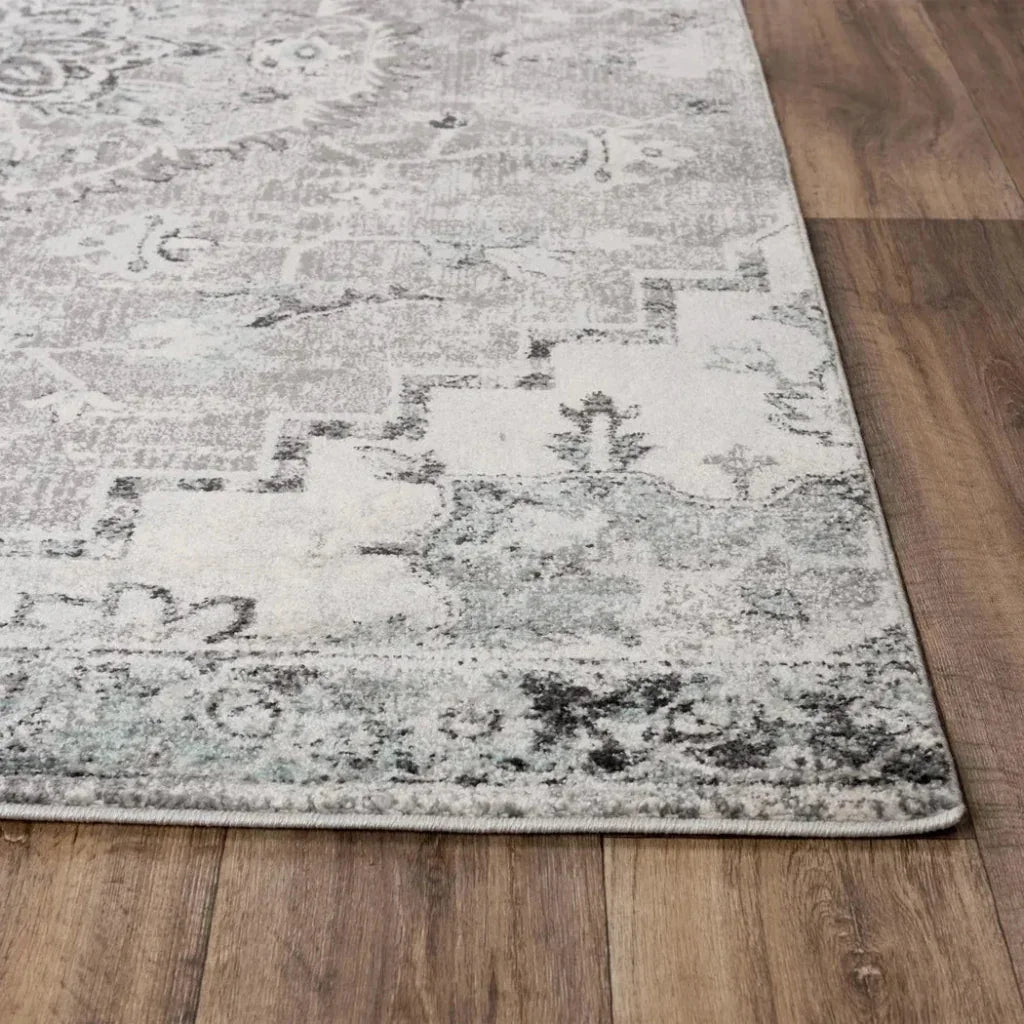 Chun Medallion Gray Kitchen Hallway Runner Rug -- gray