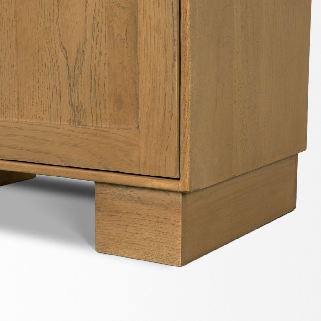 Hawthorne 32"W Solid Oak Wood & Glass Curio Cabinet -- Brown