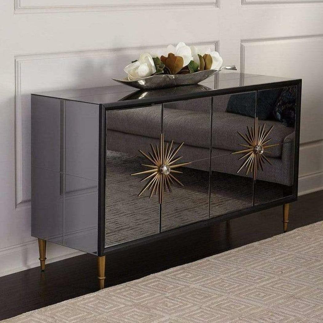 64" Black and Gold Mirrored Sideboard For Dining Room Sideboards Sideboards and Thangs By Bassett Mirror