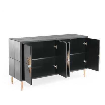 64" Black and Gold Mirrored Sideboard For Dining Room Sideboards Sideboards and Thangs By Bassett Mirror