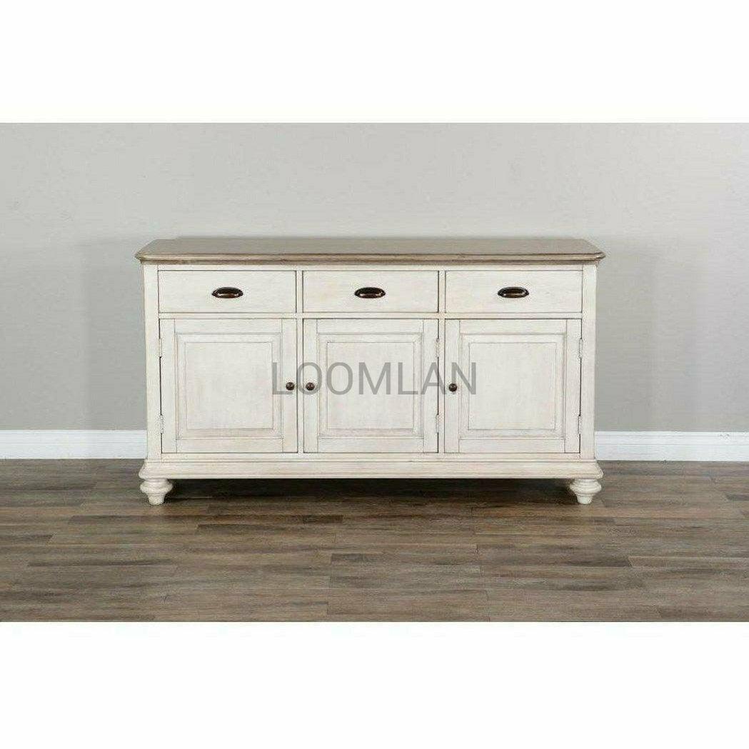 64" Two Tone Beige Solid Wood Buffet Sideboard Sideboards Sideboards and Things By Sunny D