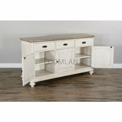 64" Two Tone Beige Solid Wood Buffet Sideboard Sideboards Sideboards and Things By Sunny D