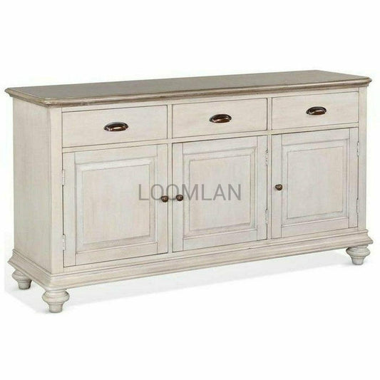 64" Two Tone Beige Solid Wood Buffet Sideboard Sideboards Sideboards and Things By Sunny D