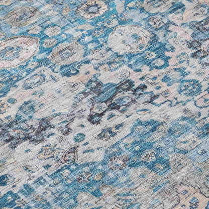 Jaelien Blue Washable Indoor-Outdoor Rug
